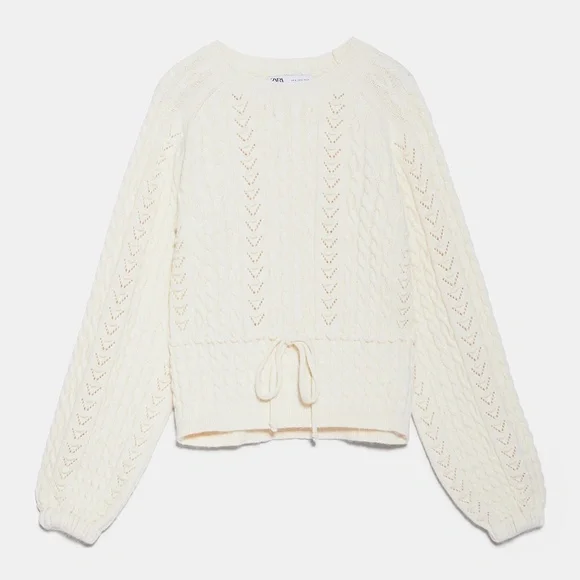 Zara Ivory Cable Knit Sweater - Picture 8 of 9